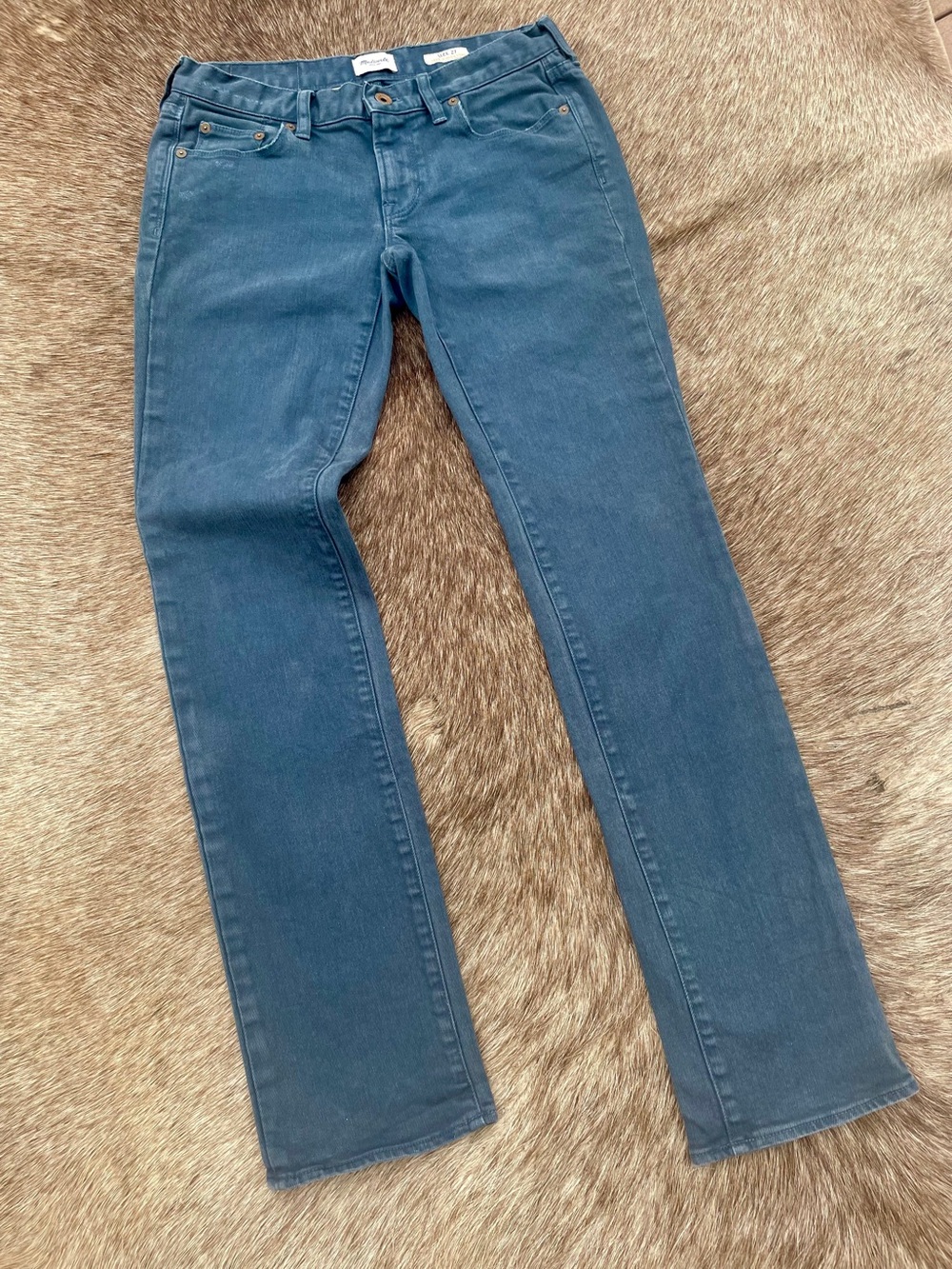 Madewell Teal Slim Straight Jeans 27 Stretch Cotton Low Rise